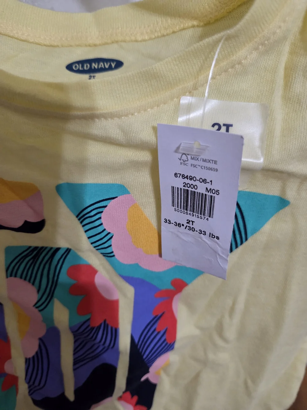 Old Navy Yellow Girls' Short Sleeve Tee with Floral JOY Graphic